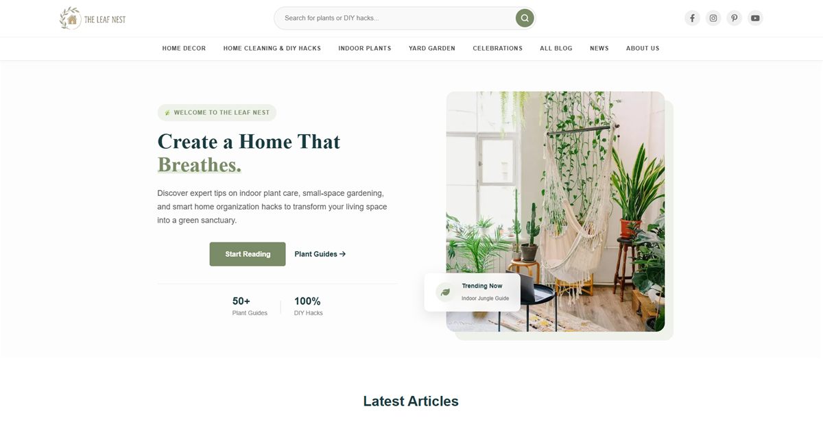 The Leaf Nest website preview